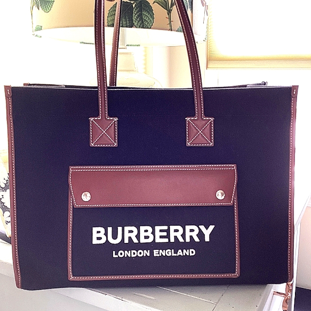 Burberry Black and Brown Tote Bag, Authentic